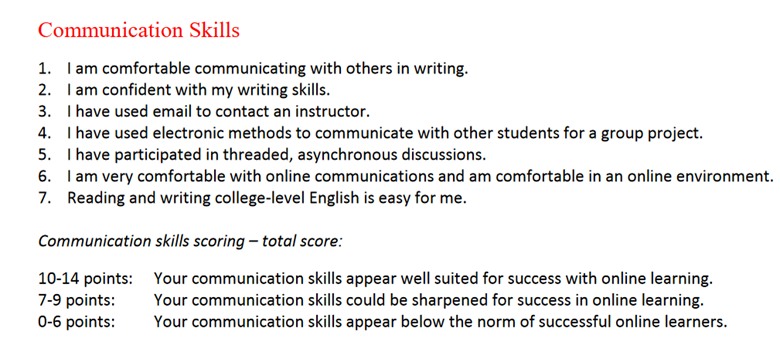 Learning readiness: Communication skills
